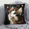 Наволочка с кошкой, бабочками и цветами, Фантазийный чехол для подушки с изображением питомца, Бохо Декор для дома, Гостиной, Спальни, Дивана