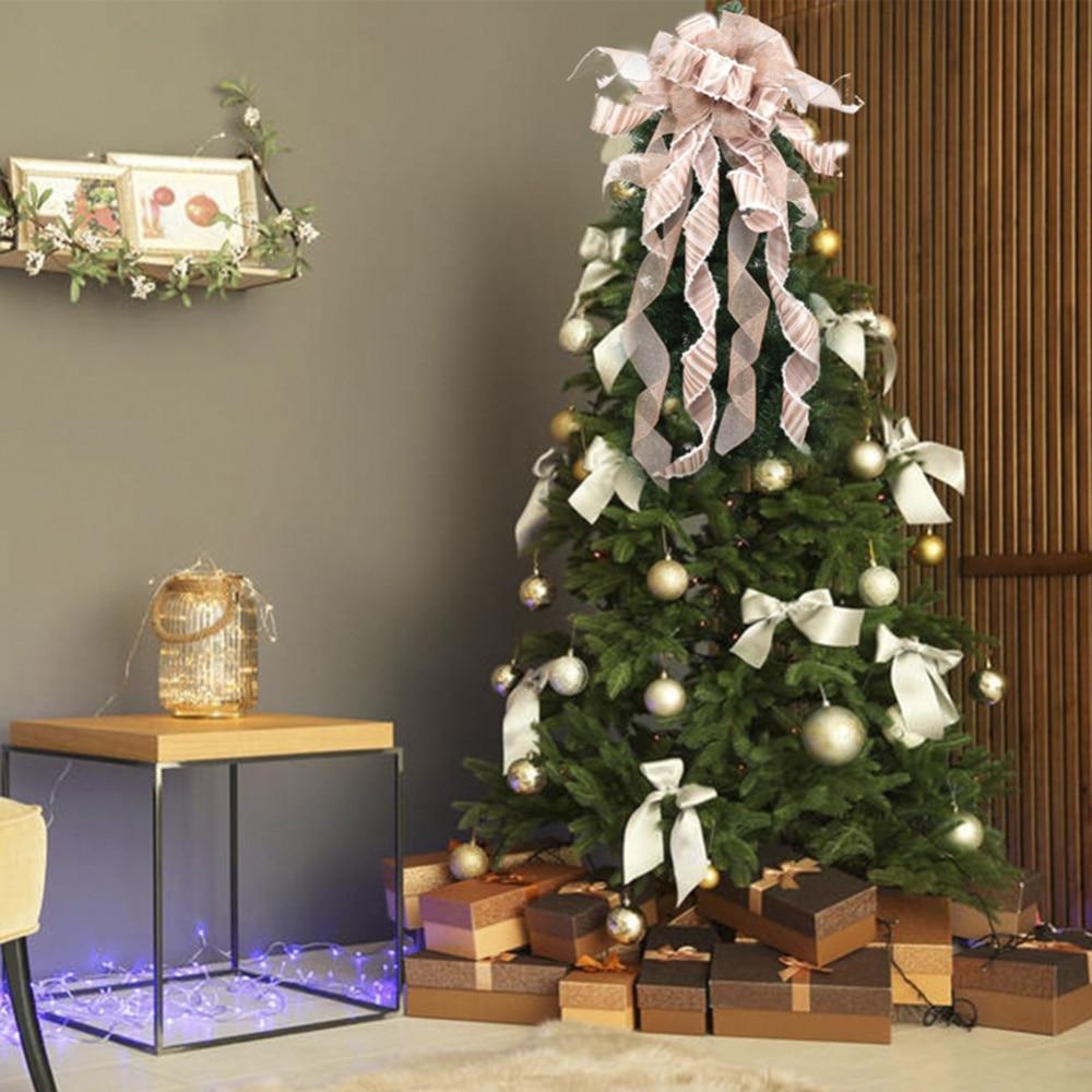 Christmas Tree Topper Bows Holiday Atmosphere Outdoor Decorations