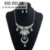 RUI RUI YU Women Retro Bohemian Jewelry Set Multilayer Alloy Gemstone Pendant Bib Statement Neckalce and