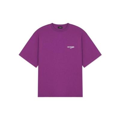 FW22 Футболка унисекс с круглым вырезом, коротким рукавом и принтом маленького логотипа, фиолетовая WD-TT3-22-814-U-PP