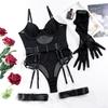 Aduloty Женское сексуальное нижнее белье на бретелях, тонкий стильный комплект перчаток, тонкий перспективный боди, искушение, эротическое белье