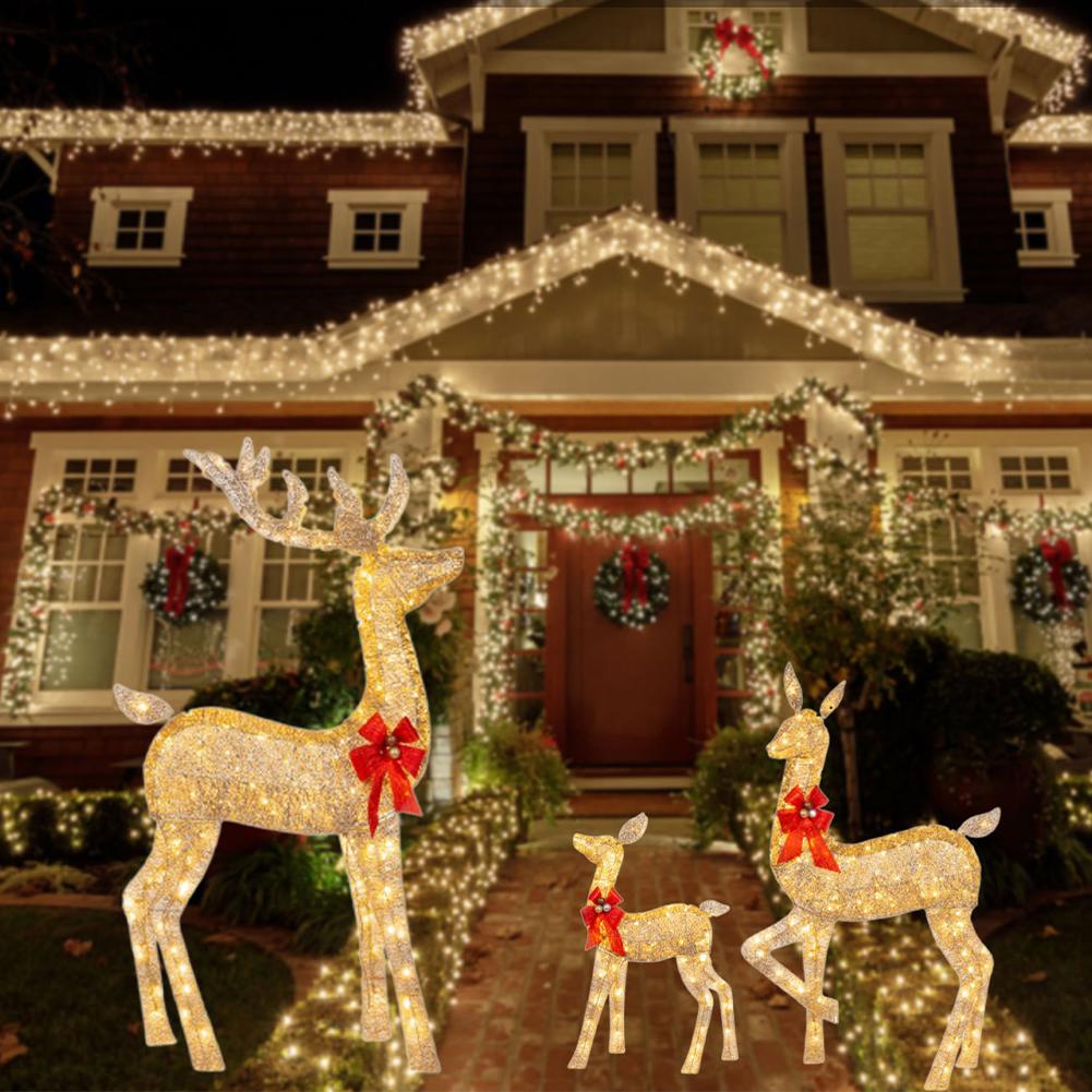 3 Pcs Outdoor Yard Christmas Decorations with Light Lighted Reindeer Xmas Decoration Light Up Christmas Yard Decoration for Xmas