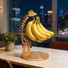 Banana Holder Stand Wood Giraffe with Stainless Steel Hook Giraffe Design Bananas Hanger Fruit Keeper for Kitchen Counter under Cabinet