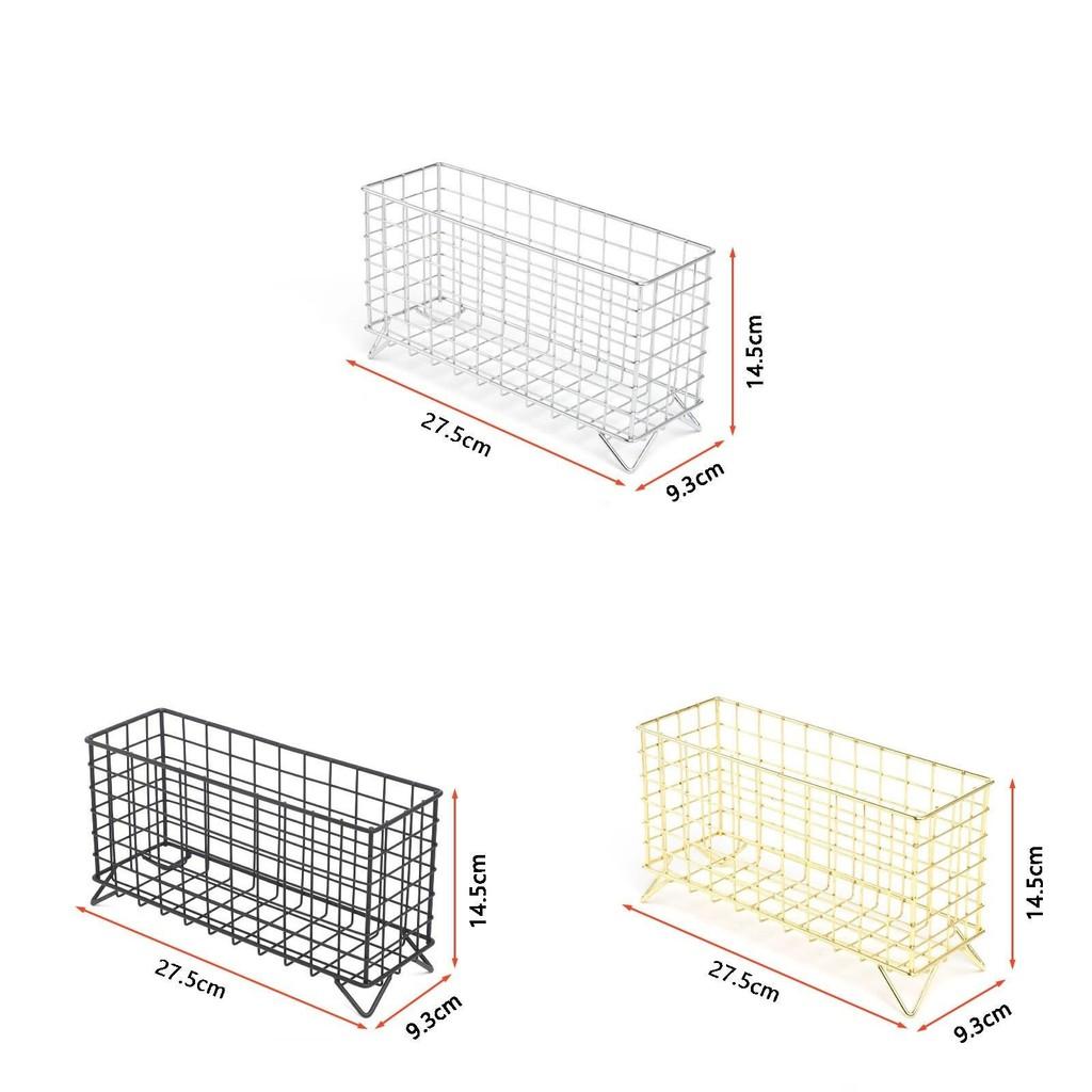 Iron Fourleg Rectangular Collection Basket With Open Top For Cosmetic And Office Use