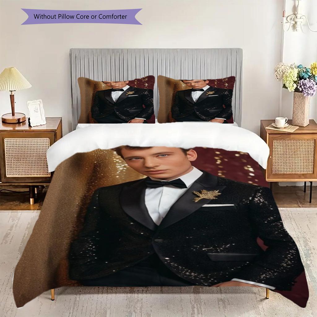 Bold Style Three-piece set (1 * duvet cover + 2 * pillowcase, without core) 2D Flat Christmas birthday gift Duvet cover and pillowcase Bedding set