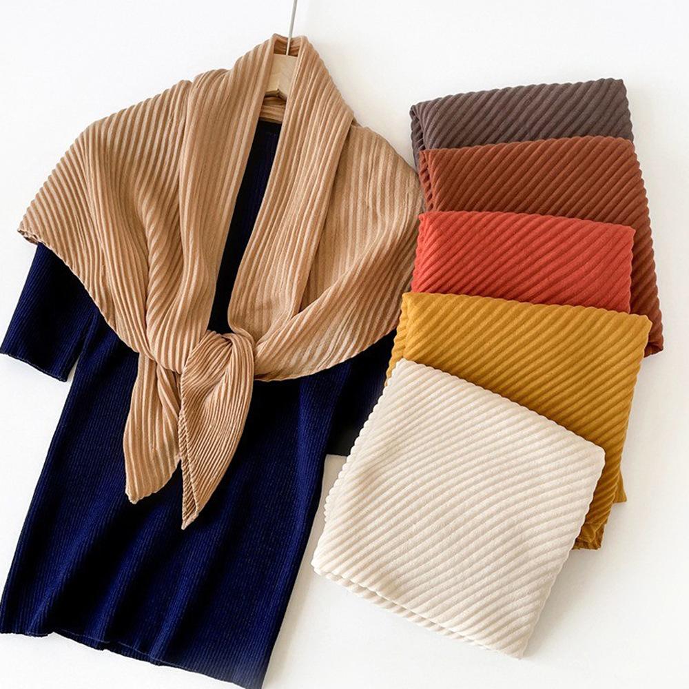 Wrinkled Solid Color Imitation Cotton Linen Scarf Women's Square Scarf European and American Headscarf New Style