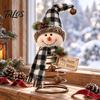 Tiered Tray Decor Snowman Christmas Tree Topper with Spring Base, 9.84 Inch Autumn Decorative Gifts Party Tabletop Ornament, Fall Harvest Decoration