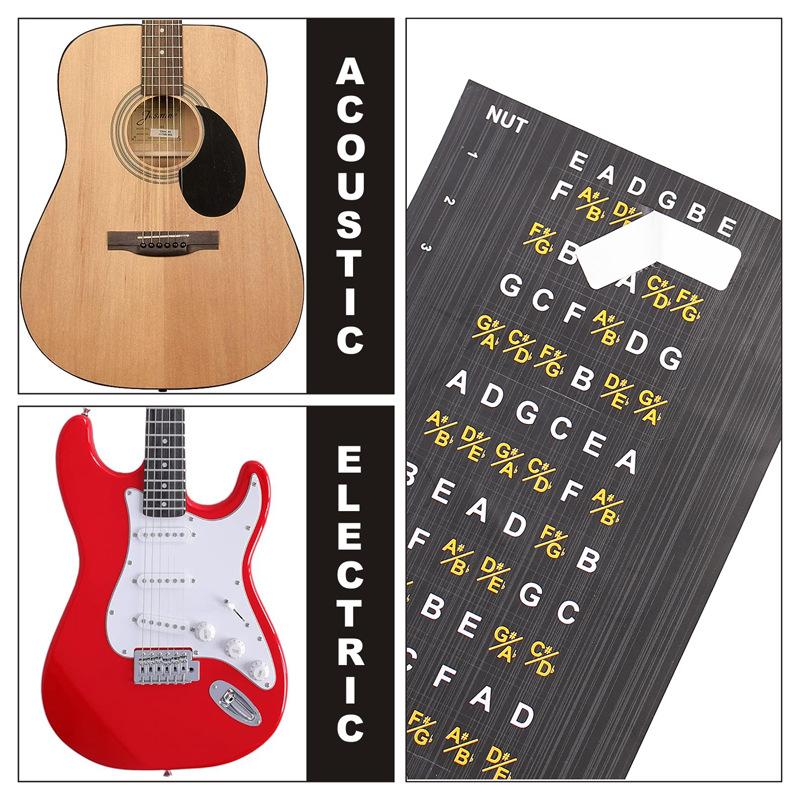 Guitar Fretboard Stickers Fret Decals for Acoustic Electric Guitar Beginner Fingering Scale Marker 6 String Black White