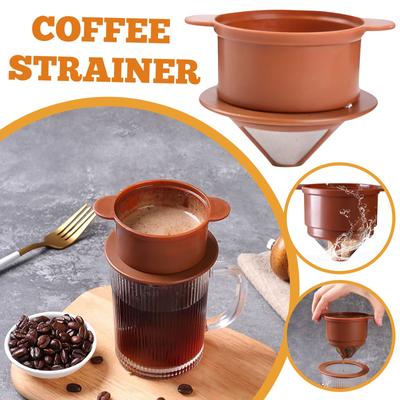 Портативный ручной фильтр для кофе, двухслойный фильтр из нержавеющей стали, капельный фильтр, чашка, бесплатная фильтровальная бумага, чашка для фильтра для кофе