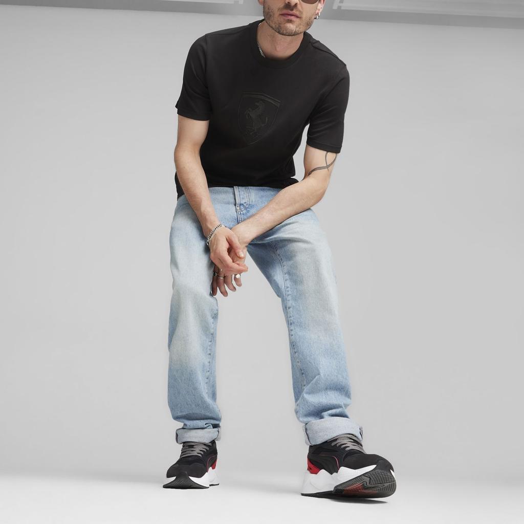 Puma Ferrari Race Big Shield Logo Casual Sports Straight Cut Round Neck Short Sleeve T-Shirt Men Tops Black 623806-01