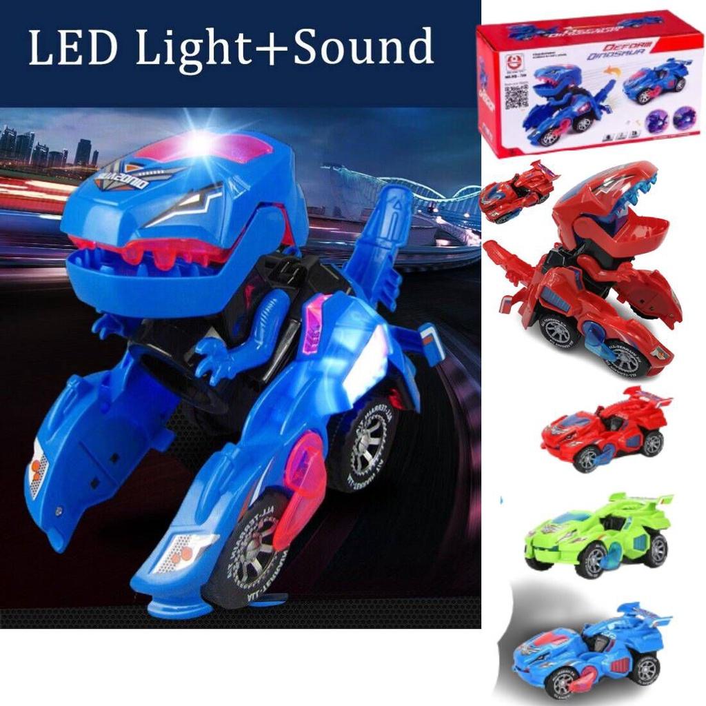 Электрический динозавр-трансформер машина со светодиодными огнями и звуковыми эффектами