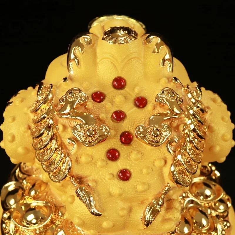 Китайская золотая жаба скульптура смоляные украшения копилка ремесла гостиная винный шкаф украшения открытие подарки счастливые деньги