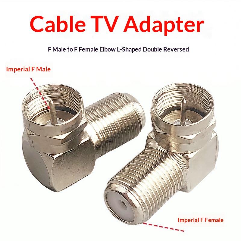 F Male to F Female Coaxial Adapter 1Pcs 90 Degree Right Angled RF Converter Gold Plated for Antenna Cable Connection