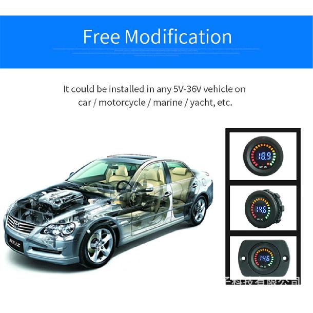 DC 5V-36V Universal Car Voltage Motorcycle Boat LED Digital Voltmeter Panel Volt Meter Monitor Gauge Display Car Accessories
