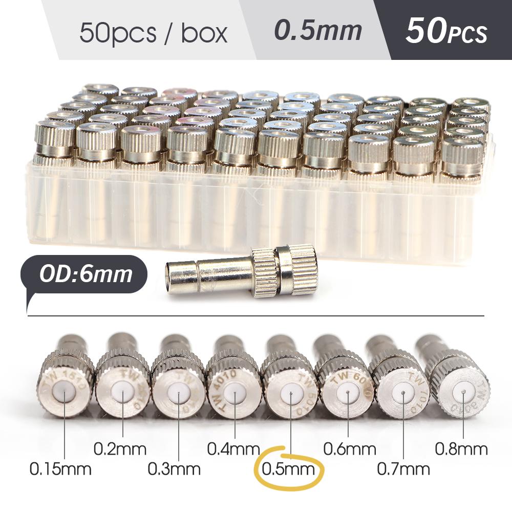 0.15-0.8mm Low-pressure Misting Nozzle 6mm Atomization Sprayer Quick Push Slip Lock for Garden Irrigation Humidification Cooling