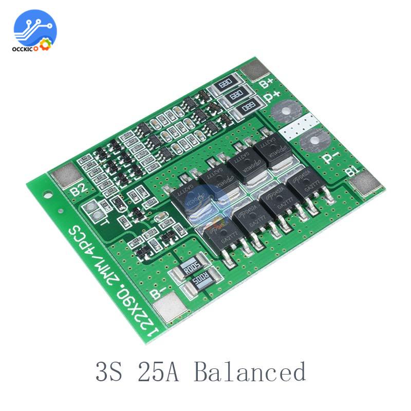 Плата защиты зарядного устройства литий-ионных аккумуляторов 3S 4S 40A 60A BMS для дрели 18650 11.1V 12.6V/14.8V Усиление/Балансировка