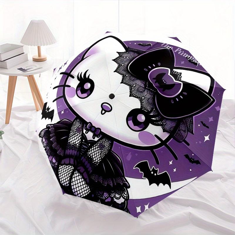 Hello Kitty,Halloween Automatic Folding Umbrella-Simple 8-Rib Design, Bright Cartoon Pattern, Durable Iron Frame, Suitable For Travel, Outdo