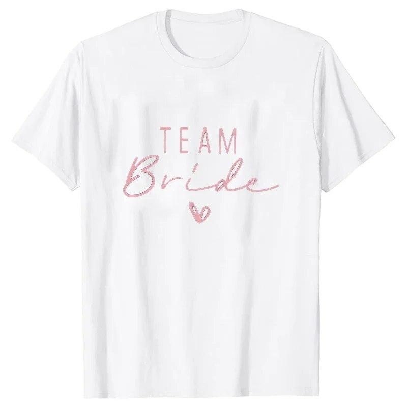 Футболки Team Bride Heart Evjf, футболка унисекс для девичника, свадебные топы для девочек, футболка женская, черная, розовая, белая, одежда Camisetas Mujer