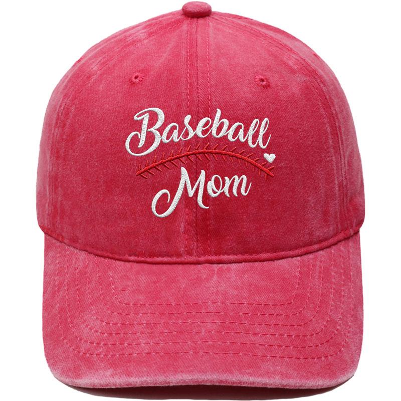 Baseball Mom Love Baseball Embroidery Washed Daddy Hat Fan Mom Viewing Shade Cap