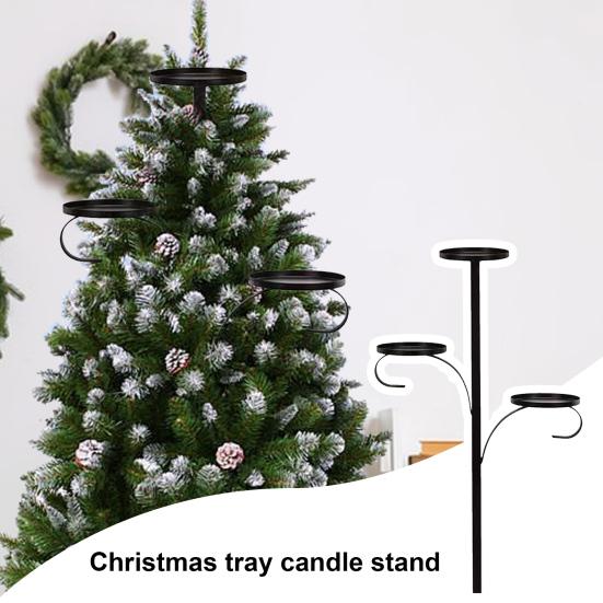 Верхушка для рождественской елки Подсвечник 3-ярусный металлический тройной подсвечник-полка для верхушки елки канделябр комнатный светящийся декор для верхушки рождественской елки