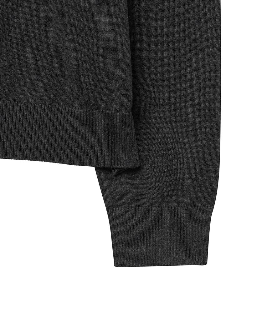 NOIRER Silky V-Neck Knit (Dark Gray)