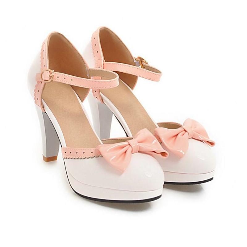 Новая женская обувь туфли Мэри Джейн туфли-лодочки сандалии женские туфли на высоком каблуке 9 см обувь-бабочка обувь Лолита ремешок с пряжкой свадебная обувь для невесты