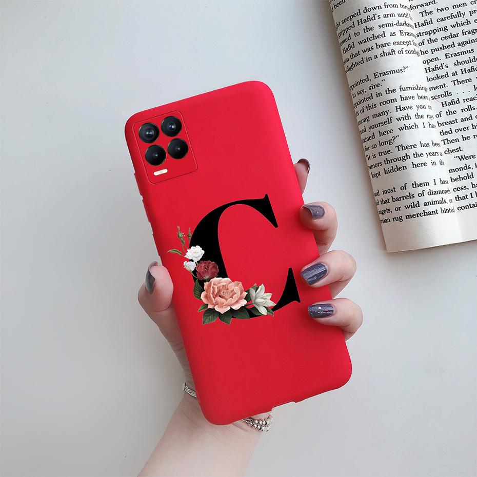 For Realme 8 Pro Case Silicon Soft Letter Monogram Flowers Phone back cover For Oppo Realme8 4G RMX3085 Realme 8 Pro Bumper Case