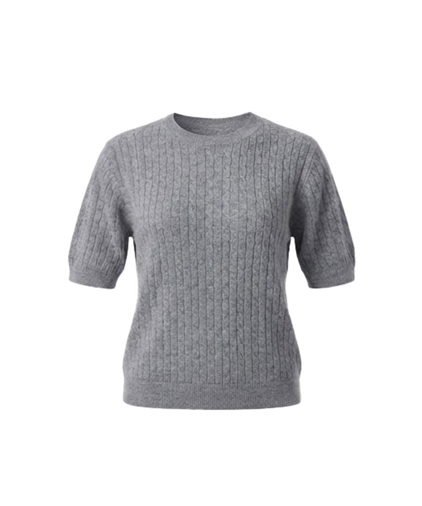 Baseukala Вязаный топ с коротким рукавом, круглый вырез (5Colors)
