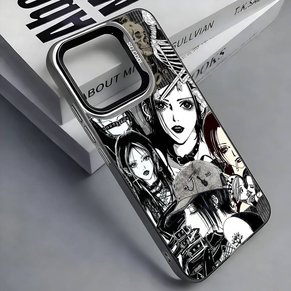 Аниме N-NANA Чехол для телефона iPhone 17, 16, 15, 14, 13, 12, 11 Plus, Pro Max, Цветной Серебристый Чехол Funda