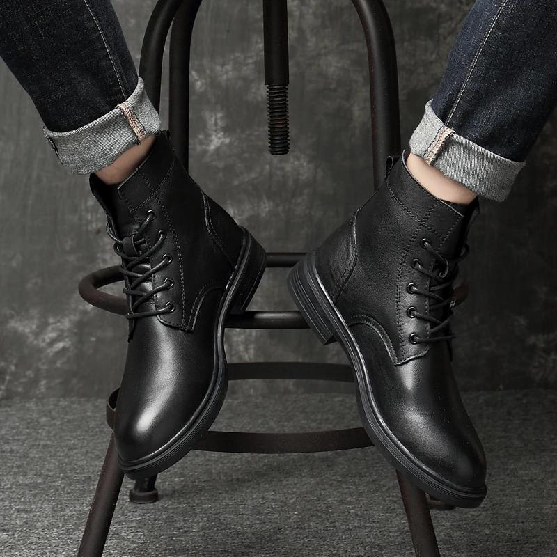 Высококачественные мужские ботинки из натуральной кожи, мужские ботинки, модная обувь осень-зима, мужские дизайнерские роскошные мотоциклетные ботинки, обувь для активного отдыха
