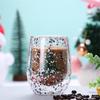 Double Wall Christmas Glass Cup Flowing Sequins Christmas Tree Snowman Coffee Cup Heat Resistant Tea Milk Juice Mug Xmas Gift