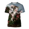 Cute Cat 3D Printed T Shirt For Men Classic Animal Art Painting Short-sleeved Tees Round Neck T-shirt Casual Tops Summer Clothes
