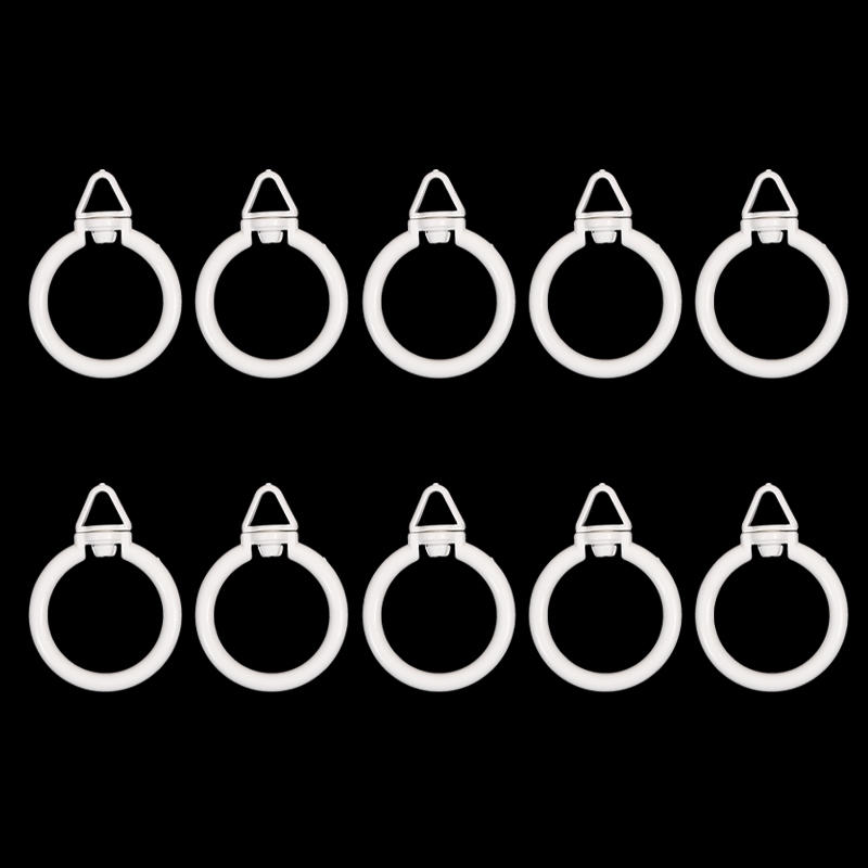 Набор из 10 шт. колец-клипс для штор. Кольца для душевой занавески и портьер. Крючки для штор с люверсами.