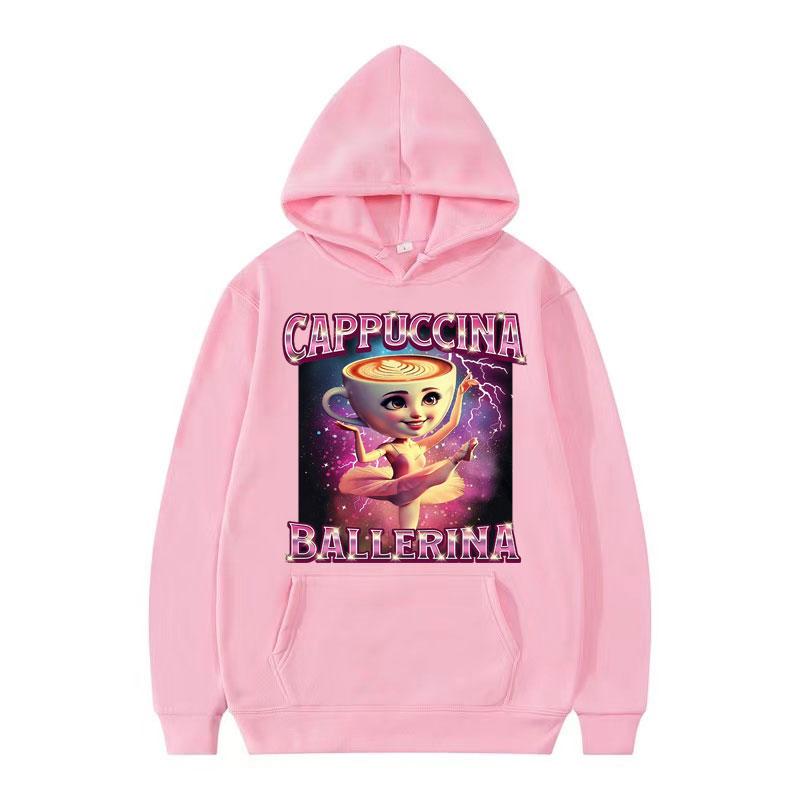 Cappuccina Ballerina Funnu Italian Brainrot Meme Hoodie Men Women Fashion Aesthetic Cute Sweatshirt Oversized Hoodies Streetwear