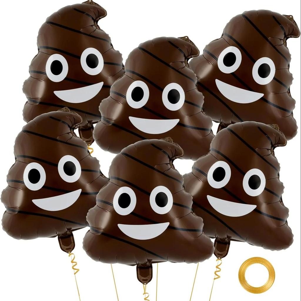 6 Pcs Funny Poop Balloons Poo Aluminum Foil Balloon Prank Joke Party Decoration for Teen Boys Office Halloween Prank Interactive