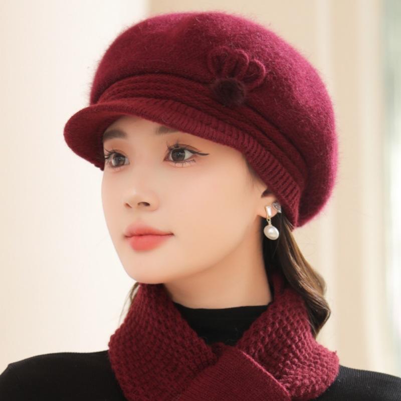 Шапка женская осенне-зимняя утепленная шапка модная защитная шапка для ушей плюшевая универсальная шерстяная шапка вязаная шапка