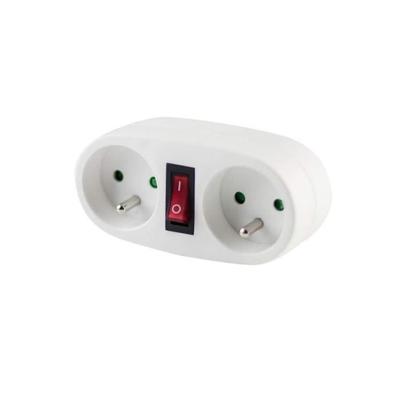 Двухплитовая розетка CHACON 2x16A с белым переключателем