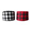 2Pcs Red Black White Lattice Linen Cloth Roll Ribbon for Bow Christmas Tree Gift Wrap Decorations