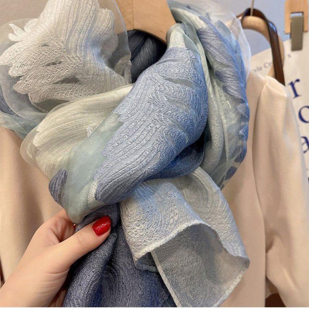 Sunscreen Silk Scarf Shawls Transparent Flower Hijab Wraps Mesh Neck Scarves Bride/Bridesmaid