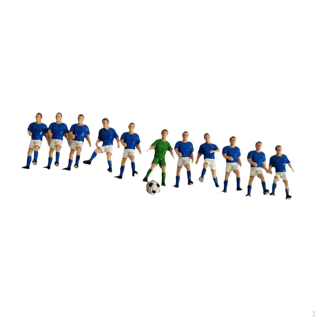 11 Pieces Miniature Football Player Figures Diorama Character Tiny People Model