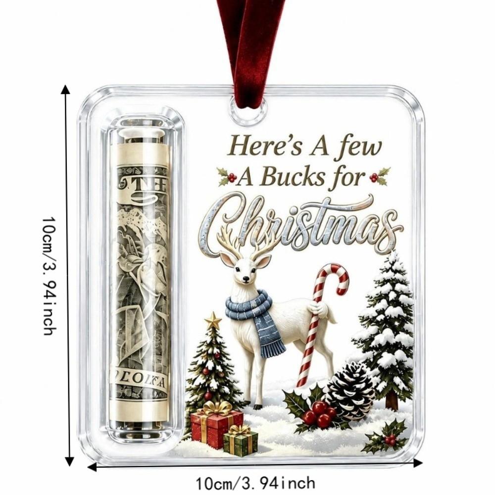 Hanging Christmas Cash Gift Ornament Acrylic Treat Holder Ornament Cash Gift Box for Holiday Decor