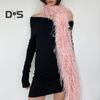 Women Long Scarf Solid Color Thickened Imitation Mink Fur Velvet Decor Scarf Warm Thin Scarf Fashion Accessory