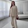 2025 Autumn European & American Women's Casual Knit Sweater and Loose Pants Two-Piece Set