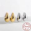925 Sterling Copper 18K Gold Plated Chunky Dome Water Drop Earring for Women Vintage Glossy Thick Teardrop Hoop Earrings Zircon