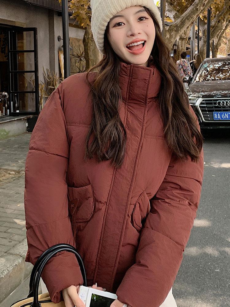 2024 New Casual Stand Collar Winter Women's Puffer Jacket Clothes Cropped Parkas Coat Down Cotton Padded Outwear