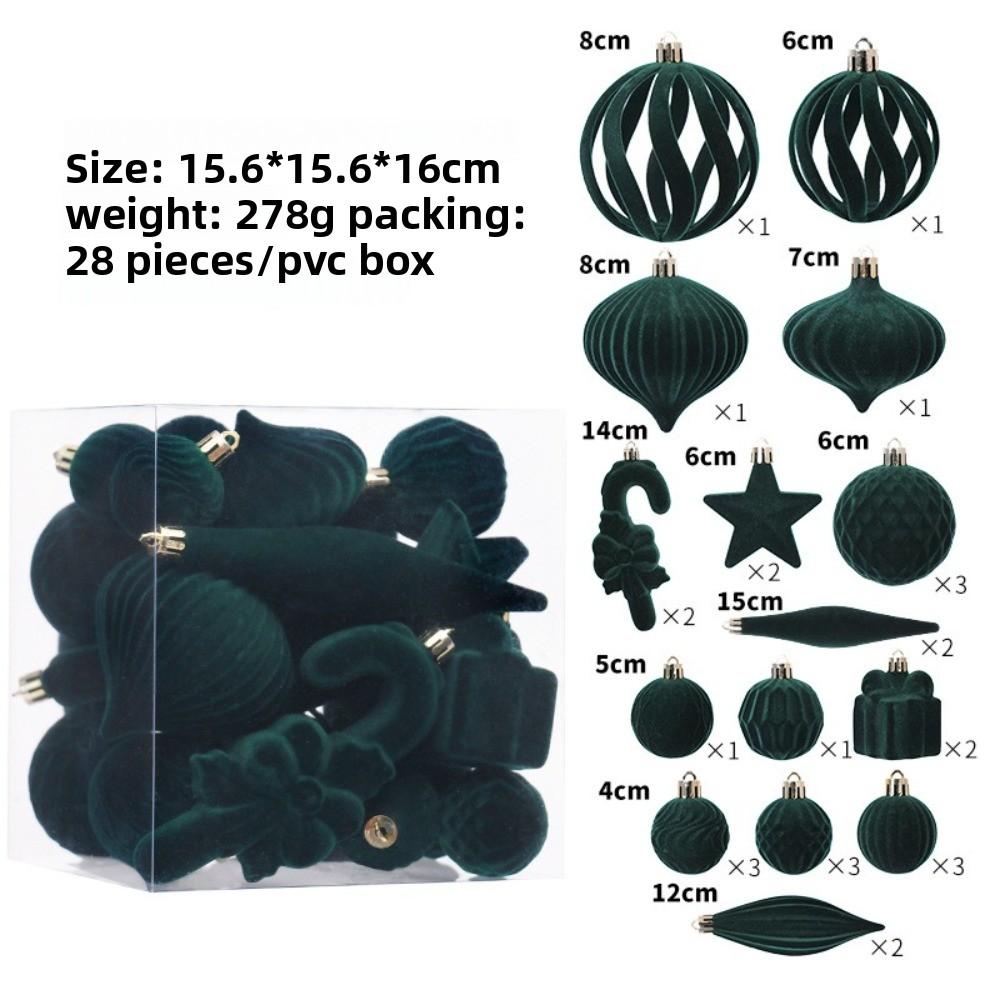 28pcs Special-shaped Xmas Tree Charm Flocked Christmas Supplies Party Decoration