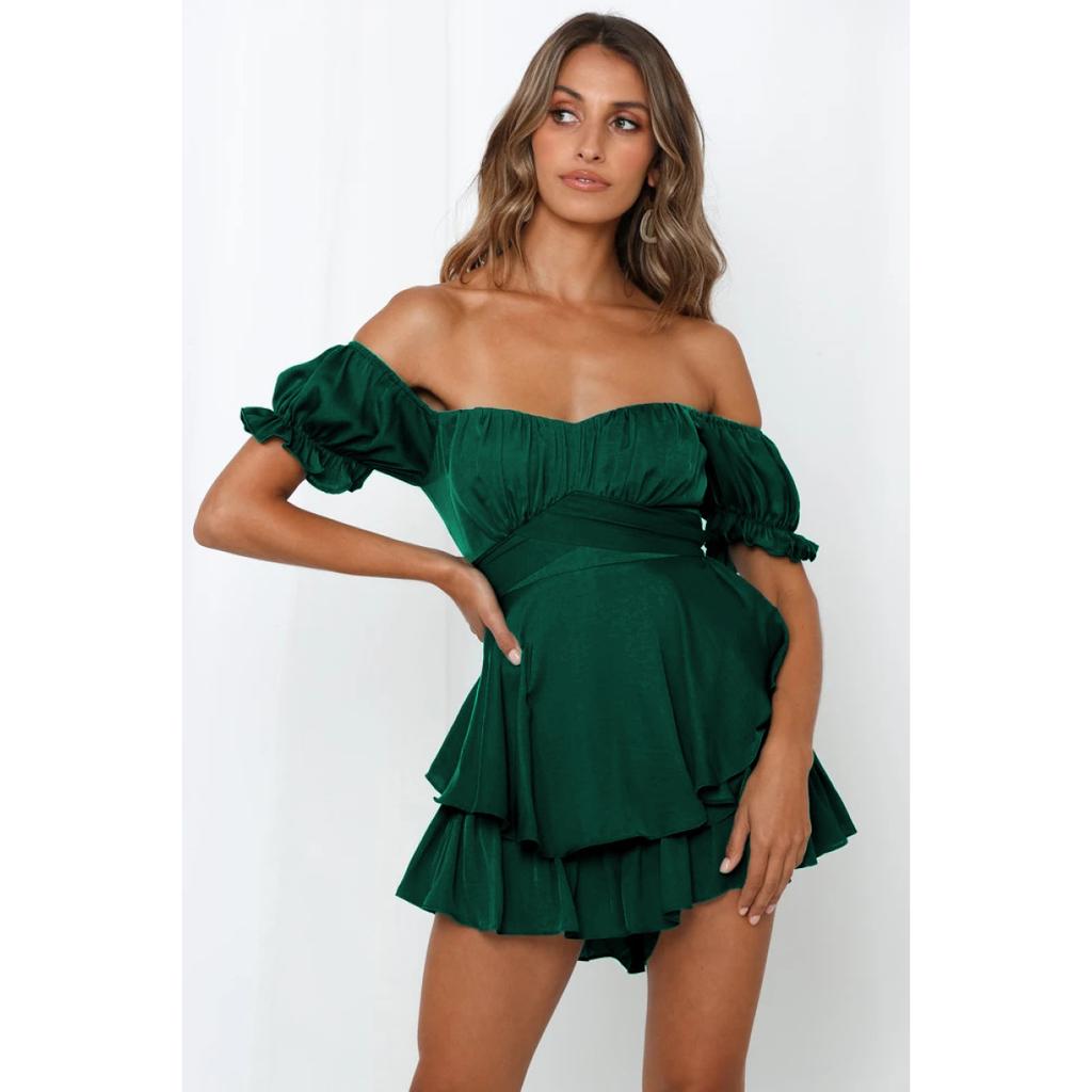 Женские модные летние шорты с круглым вырезом и короткими рукавами и высокой талией, пляжный комбинезон для вечеринок и путешествий