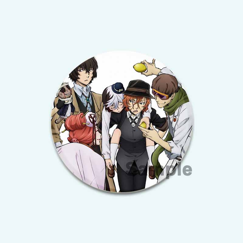 32/44/58 мм мультфильм бродячие собаки Банго HD печать брошь аниме значок вооруженное детективное агентство Дадзай Осаму круглая витрина броши булавка на лацкан ювелирные изделия