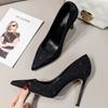 2024 New Fashionable Versatile Women's Shoes Professional Comfortable Pointed Toe Stiletto Heels Banquet Slip-On Women's Shoes
