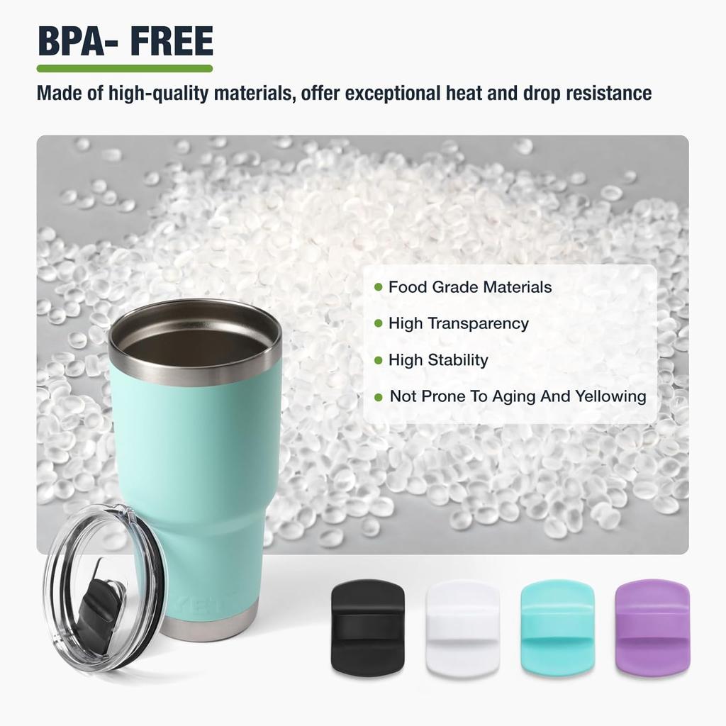 Magnetic Slider for YETI Lid,Compatible with YETI Rambler 8 oz,10 oz,14 oz,16 oz,20 oz,24 oz,30 oz Lids(Black, White, Seafoam, Purple) 4 Pack